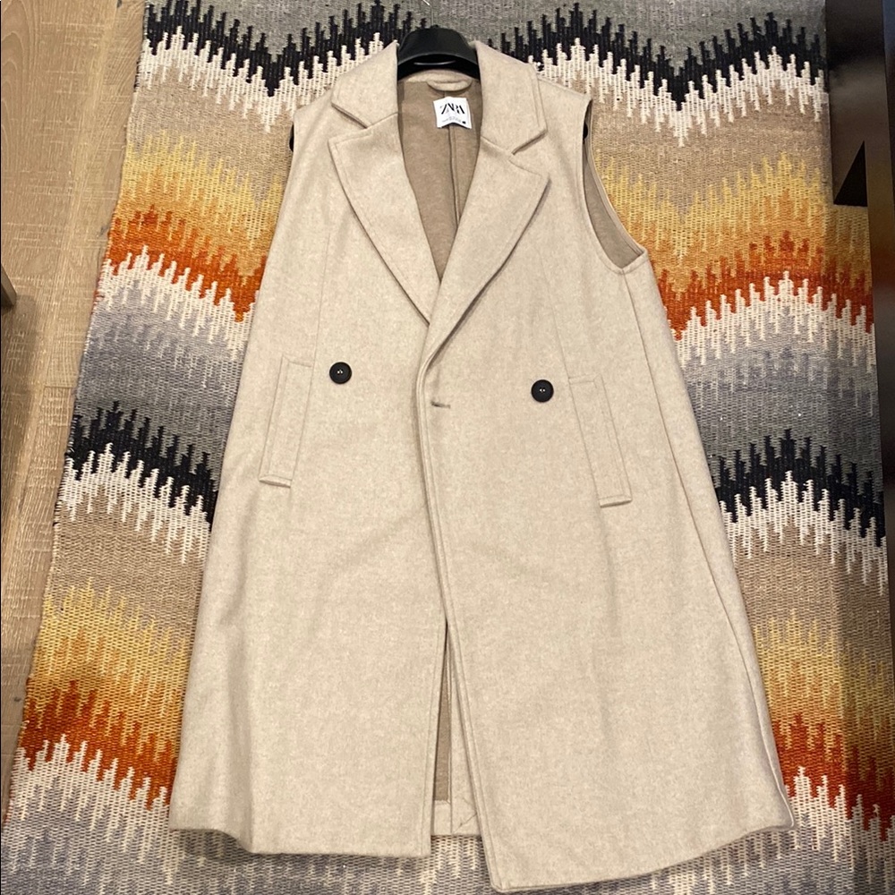 NWT ZARA Sleeveless Coat Vest XS
